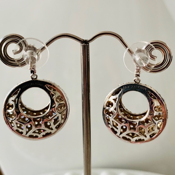 ❤️ Jean Dousset Sterling Silver 925 Pave CZ Dangle Earrings. Gorgeous - Picture 6 of 8